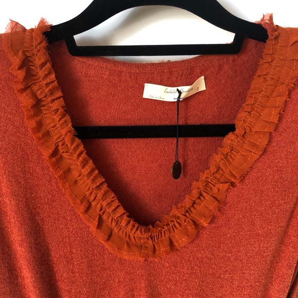 ANTHRO Isabella Sinclair Jacinth Sweater Dress Dark Orange Ruffles - Picture 8 of 13